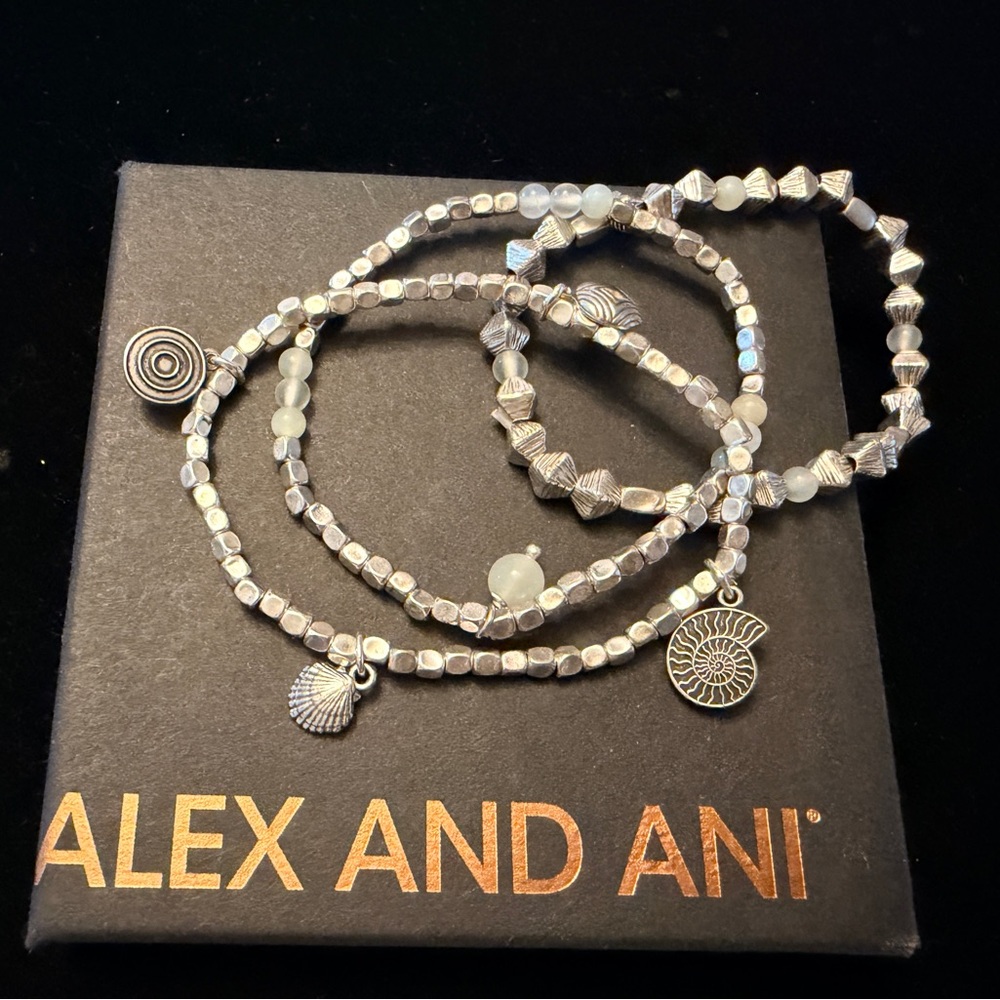 Alex and Ani Silver Charm Bracelet Trio